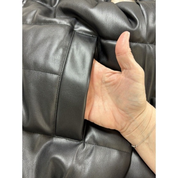 Rebecca Minkoff Reversible Puffer Vest Black Cream Faux Leather Sheepskin XXL - Picture 11 of 13